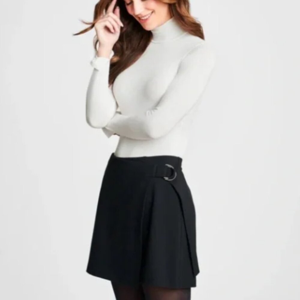 SPANX Ponte Wrap Mini Skirt - Black - Size Large SPANXsmooth Collection NWOT